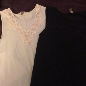 Black and soft pink dressy tank tops